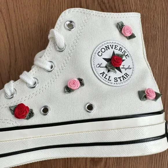🌹🌹🌹Converse Chuck 70 Valentine's Day Hi Sz 6 Men's Shoes Roses Beige A10637C