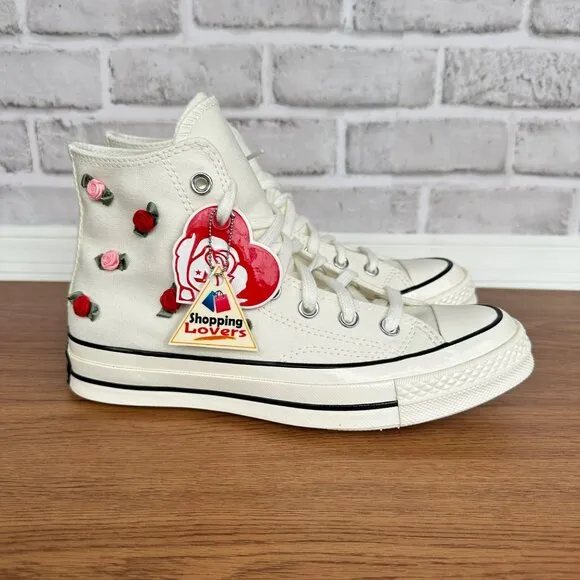 🌹🌹🌹Converse Chuck 70 Valentine's Day Hi Sz 6 Men's Shoes Roses Beige A10637C