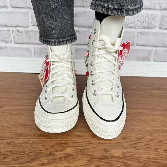 🌹🌹🌹Converse Chuck 70 Valentine's Day Hi Sz 6 Men's Shoes Roses Beige A10637C