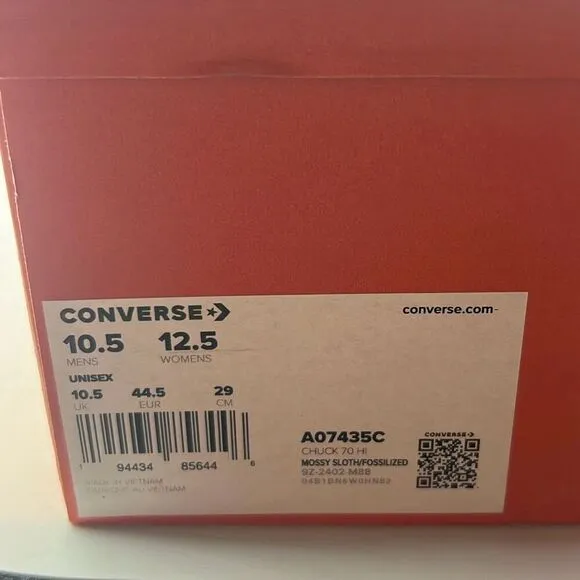 Converse Chuck 70 Multi-Stitch Hi Shoes A07435C Mossy Sloth Green NWB Men 10.5