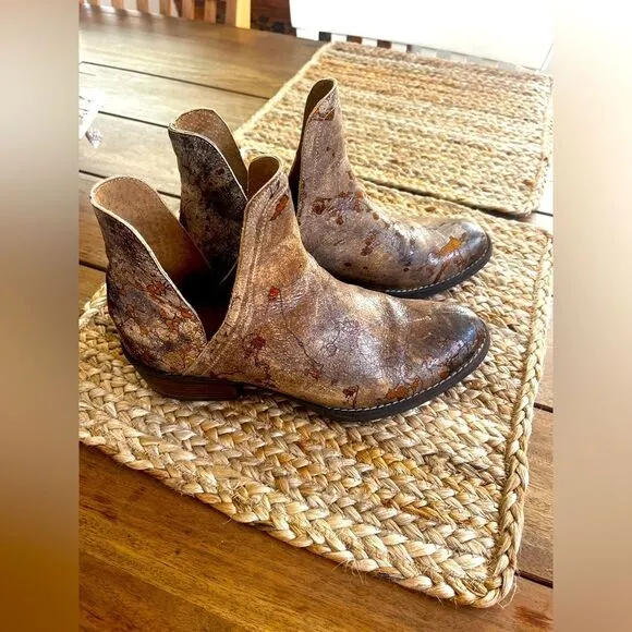 Corky’s Girl Brown Distressed Leather Ankle Boots, perfectly distressed; Size 9