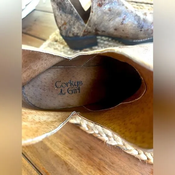 Corky’s Girl Brown Distressed Leather Ankle Boots, perfectly distressed; Size 9