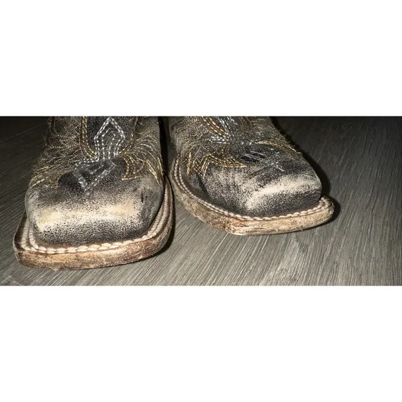 Corral Teen Youth Size 2 Square Toe Distressed Cross Wings Boots A1032 Cowgirl