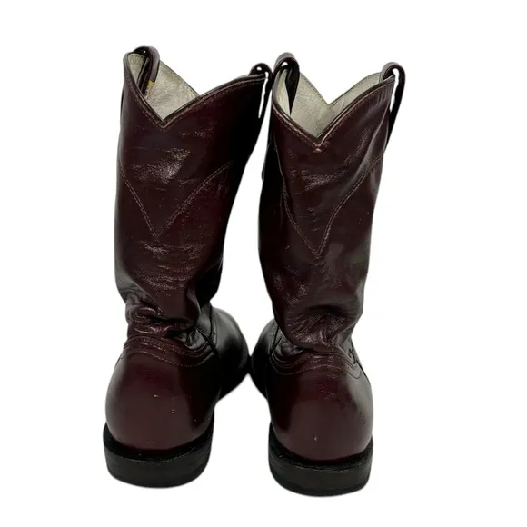 Cowtown Mens Size 7.5 D Brown Leather Smooth Soft Cowboy Boots Burgundy Vintage