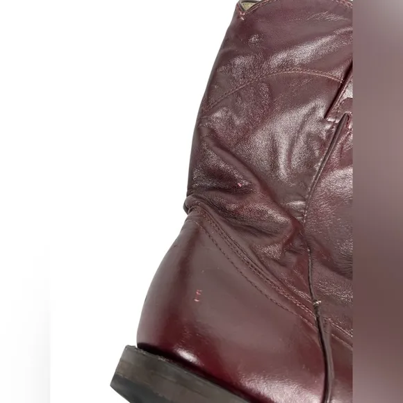 Cowtown Mens Size 7.5 D Brown Leather Smooth Soft Cowboy Boots Burgundy Vintage