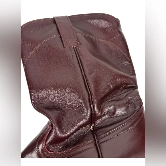 Cowtown Mens Size 7.5 D Brown Leather Smooth Soft Cowboy Boots Burgundy Vintage