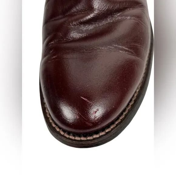 Cowtown Mens Size 7.5 D Brown Leather Smooth Soft Cowboy Boots Burgundy Vintage
