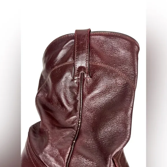 Cowtown Mens Size 7.5 D Brown Leather Smooth Soft Cowboy Boots Burgundy Vintage