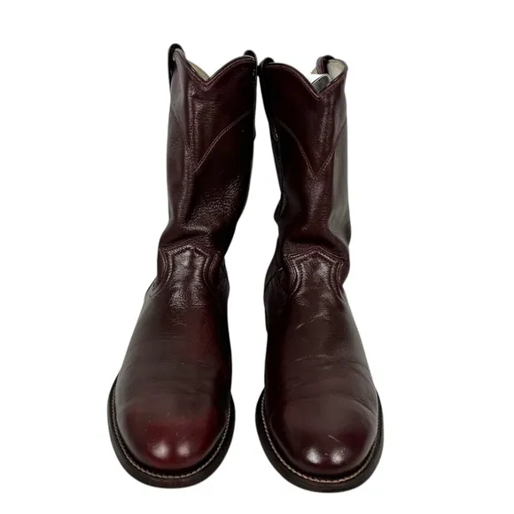 Cowtown Mens Size 7.5 D Brown Leather Smooth Soft Cowboy Boots Burgundy Vintage