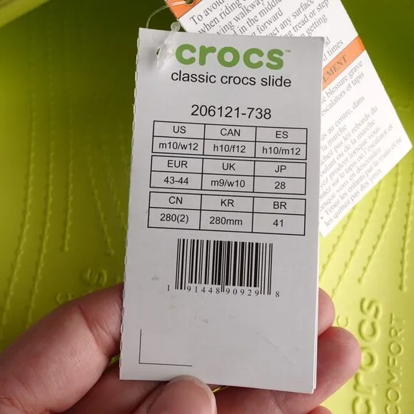 Crocs Sandals Mens SZ 10 Neon Yellow Classic Slide Waterproof Summer Shoes NWT