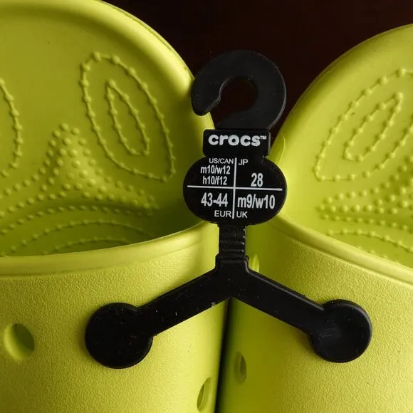 Crocs Sandals Mens SZ 10 Neon Yellow Classic Slide Waterproof Summer Shoes NWT