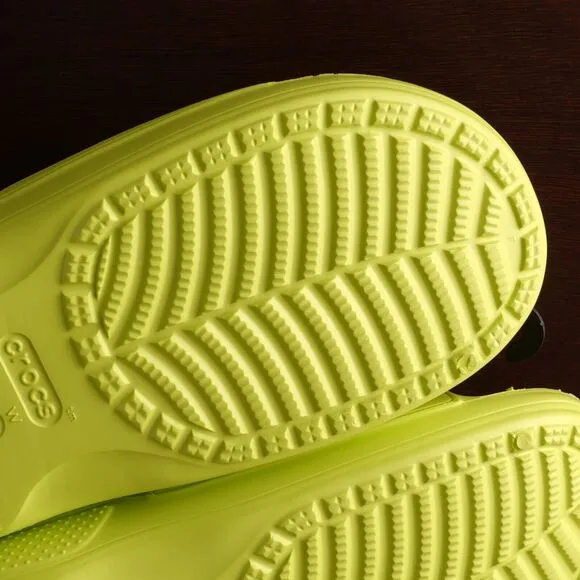 Crocs Sandals Mens SZ 10 Neon Yellow Classic Slide Waterproof Summer Shoes NWT