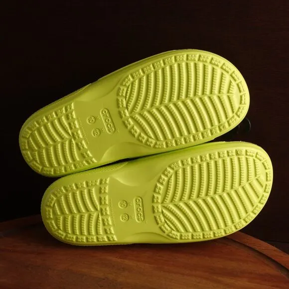 Crocs Sandals Mens SZ 10 Neon Yellow Classic Slide Waterproof Summer Shoes NWT