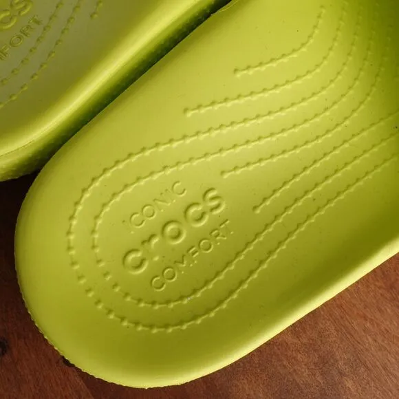 Crocs Sandals Mens SZ 10 Neon Yellow Classic Slide Waterproof Summer Shoes NWT