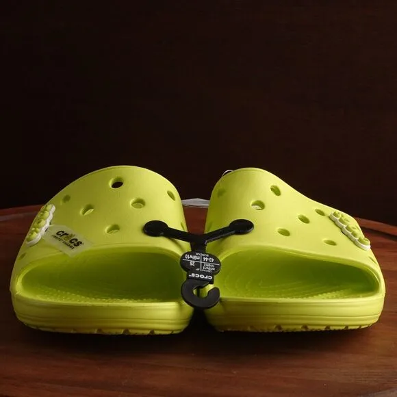 Crocs Sandals Mens SZ 10 Neon Yellow Classic Slide Waterproof Summer Shoes NWT