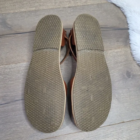 Crupon Brown Leather Mary Jane Sandals with Ankle Strap 39