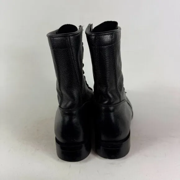 Dan Post Boots Women's 7 Black Leather Lace Up Round Toe Western Kiltie Boots