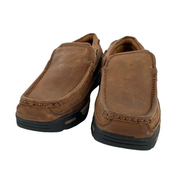 Dan Post Mens Armstrong Brown Leather Moccasin Slip On Oxford Work Shoes Size 9M