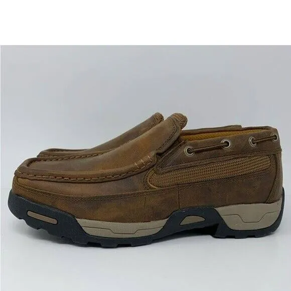 Dan Post Mens Armstrong Brown Leather Moccasin Slip On Oxford Work Shoes Size 9M