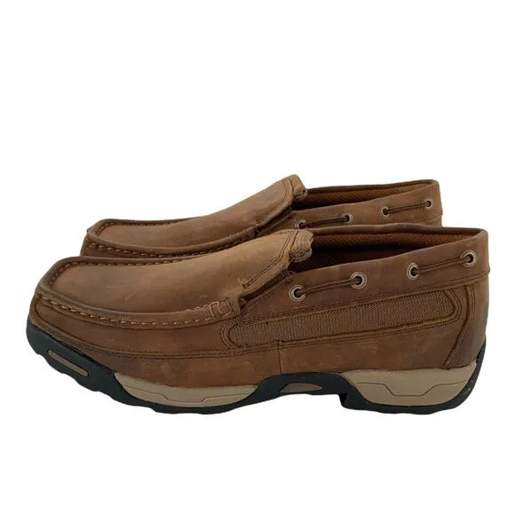 Dan Post Mens Armstrong Brown Leather Moccasin Slip On Oxford Work Shoes Size 9M