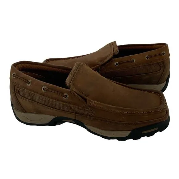 Dan Post Mens Armstrong Brown Leather Moccasin Slip On Oxford Work Shoes Size 9M