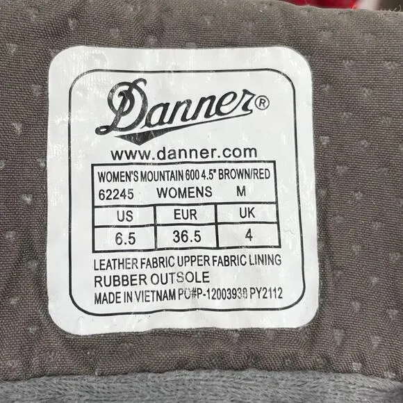 Danner Mountain 600 4.5&quot; Brown Red Classic Neutral Suede Leather Hiking Boot 6.5