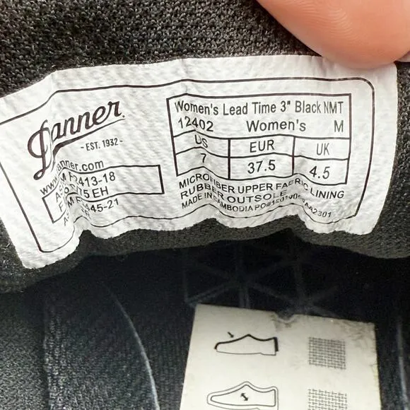 Danner Womens Lead Time Work Shoe US 7M EU 37.5 Black Composite Toe SR EH NIB