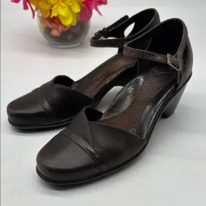 Dansko Brown Chunky Heel Mary Jane Sandals Size EU 38
