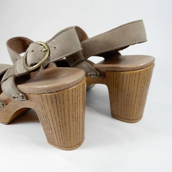 DANSKO Dotty Heeled Mary Jane Sandals Size 36 5.5 6 Taupe Milled Nubuck NEW