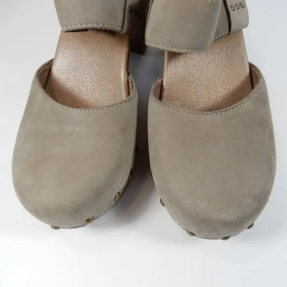 DANSKO Dotty Heeled Mary Jane Sandals Size 36 5.5 6 Taupe Milled Nubuck NEW