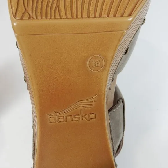 DANSKO Dotty Heeled Mary Jane Sandals Size 36 5.5 6 Taupe Milled Nubuck NEW