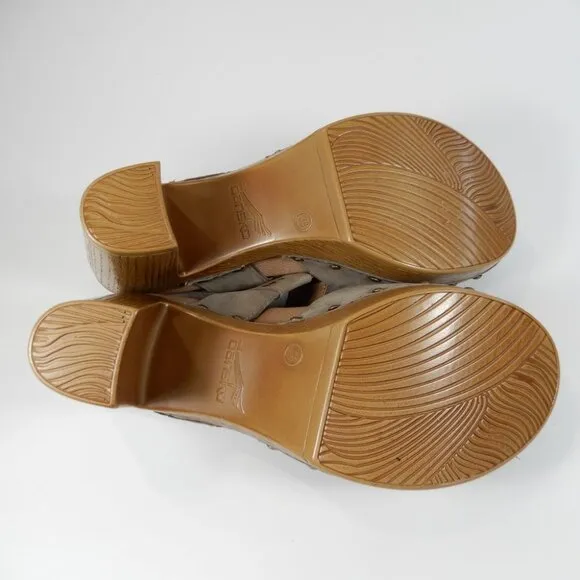 DANSKO Dotty Heeled Mary Jane Sandals Size 36 5.5 6 Taupe Milled Nubuck NEW