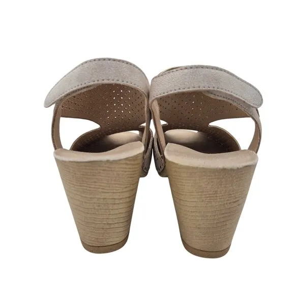 Dansko Teagan Laser Cut Leather Heeled Sandals Women's Size 40 Ivory (35)