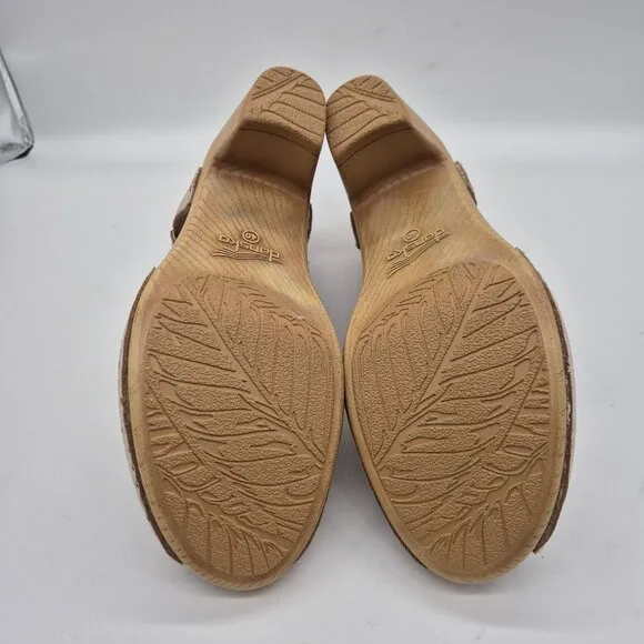 Dansko Teagan Laser Cut Leather Heeled Sandals Women's Size 40 Ivory (35)