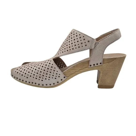 Dansko Teagan Laser Cut Leather Heeled Sandals Women's Size 40 Ivory (35)
