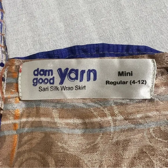 Darn Good Yarn Sari Silk Wrap Skirt - Mini Size (4–12) Boho Ethereal Summer Moio