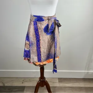 Darn Good Yarn Sari Silk Wrap Skirt - Mini Size (4–12) Boho Ethereal Summer Moio