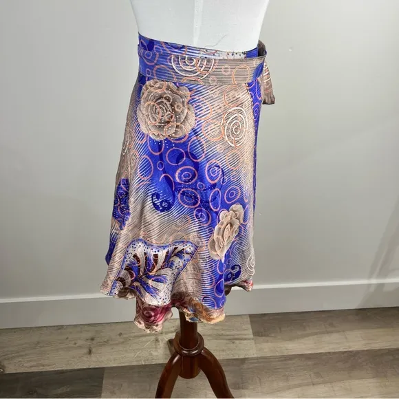 Darn Good Yarn Sari Silk Wrap Skirt - Mini Size (4–12) Boho Ethereal Summer Moio
