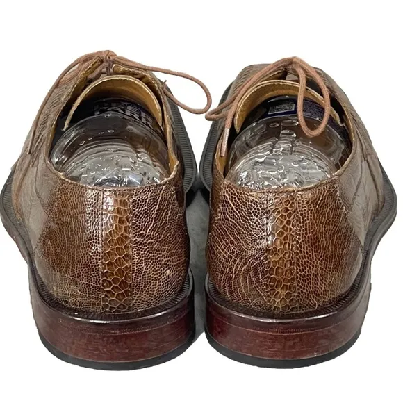 DAVID EDEN Taupe Gaston Genuine Ostrich Leather Mens  Oxford Shoes Sz 9 Preppy