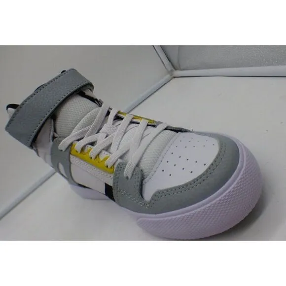 DC Kids Pure High-Top EV (Little Kid/ Big Kid), White /Gray /Yellow, Boy’s Sz. 5