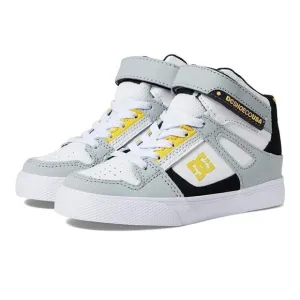 DC Kids Pure High-Top EV (Little Kid/ Big Kid), White /Gray /Yellow, Boy’s Sz. 5