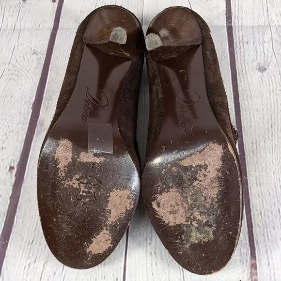 Delman Brown Suede Leather Fur Lined Heels
