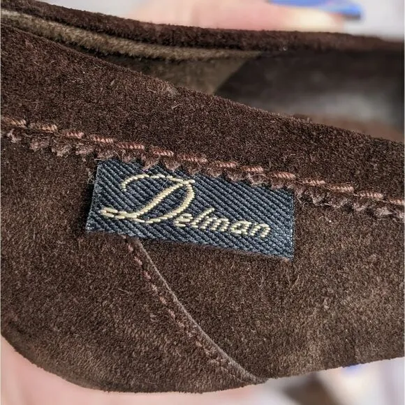 Delman Brown Suede Leather Fur Lined Heels