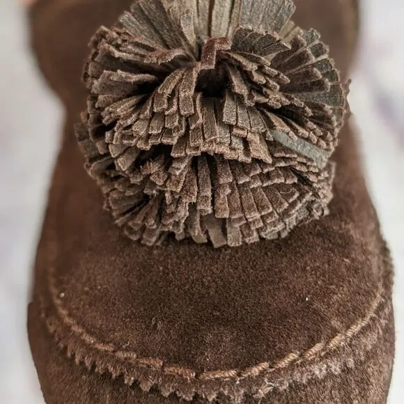 Delman Brown Suede Leather Fur Lined Heels