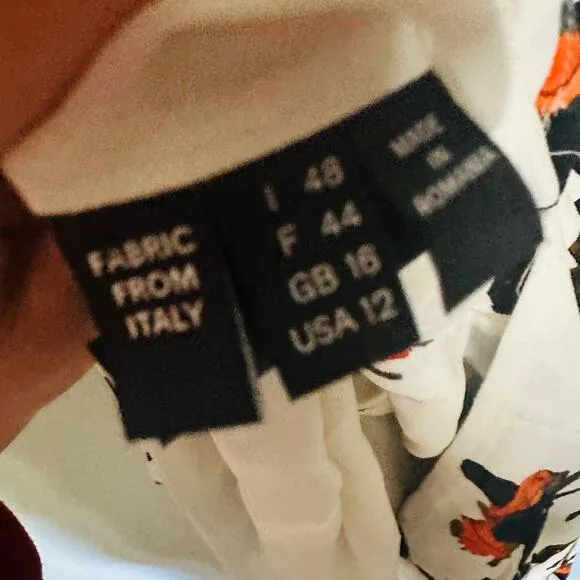DEREK LAM White Floral Print Camisole Button Front Waist Tie Midi Dress Size 12