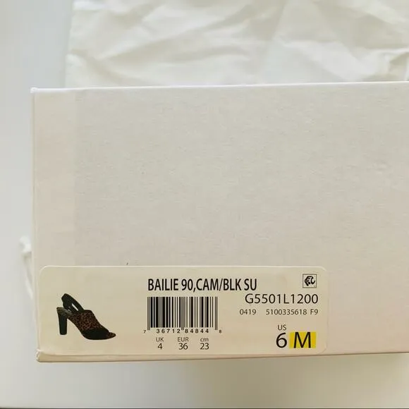 Diane von Furstenberg Baile Two-Tone Black and Leopard Print Heel Sandals sz 6