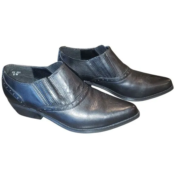 DINGO Women's Leather Low-Cut Western Ankle Boots Size 8W Casual Dan Post