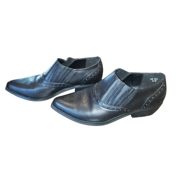 DINGO Women's Leather Low-Cut Western Ankle Boots Size 8W Casual Dan Post