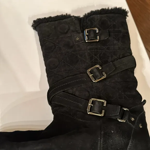 Dior Black Winter Boots with Buckle Straps