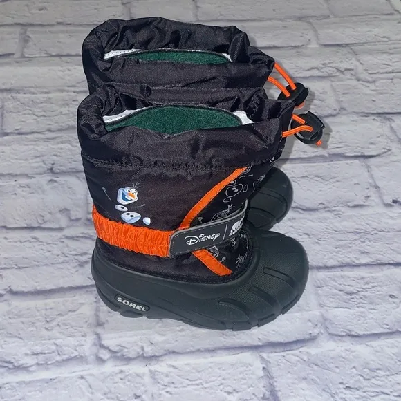 Disney Frozen x Sorel Black and Orange Snow Boots